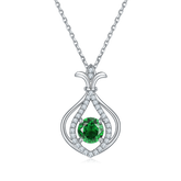Round Cut Green Crystal Small Gourd Necklace